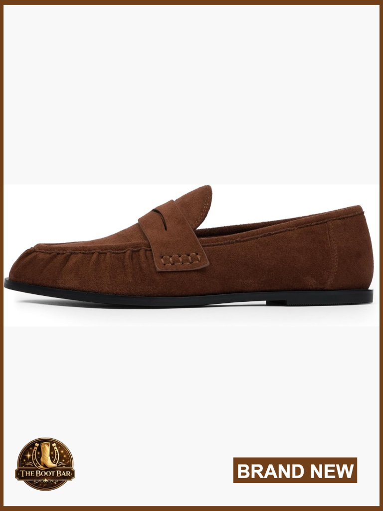 Faux Suede Loafers Women Comfortable Slip-On Work Flats